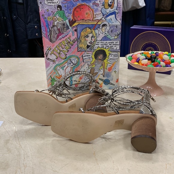 JEFFREY CAMPBELL FOR FREE PEOPLE KINSIE STRAPPY SNAKE SANDALS IN BEIGE SIZE 8 - Picture 13 of 15